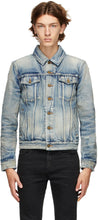 Saint Laurent Blue Denim 70's Trashed Jacket - Veste détruite de Saint Laurent Blue Denim 70 - 세인트 라이 렌트 블루 데님 70의 쓰레기통 재킷