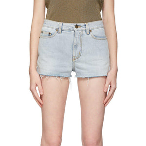 Saint Laurent Blue Denim Raw Edge Shorts