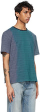 Saint Laurent Blue Tie-Dye Stripe Monogramme T-Shirt