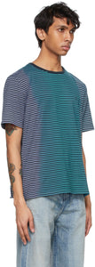 Saint Laurent Blue Tie-Dye Stripe Monogramme T-Shirt