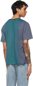 Saint Laurent Blue Tie-Dye Stripe Monogramme T-Shirt