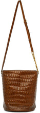 Saint Laurent Brown Croc Vintage Bucket Bag
