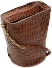 Saint Laurent Brown Croc Vintage Bucket Bag