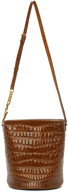 Saint Laurent Brown Croc Vintage Bucket Bag - Sac Saint Laurent Brow Broc Vintage Sac de godet - 세인트 로렌트 브라운 크로크 빈티지 양동이 가방