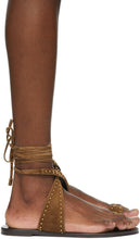 Saint Laurent Brown Gia Wrap Sandals - Sandales Saint Laurent Brown Gia Wrap Sandales - 세인트 로트 브라우트 그린 샌들 래핑