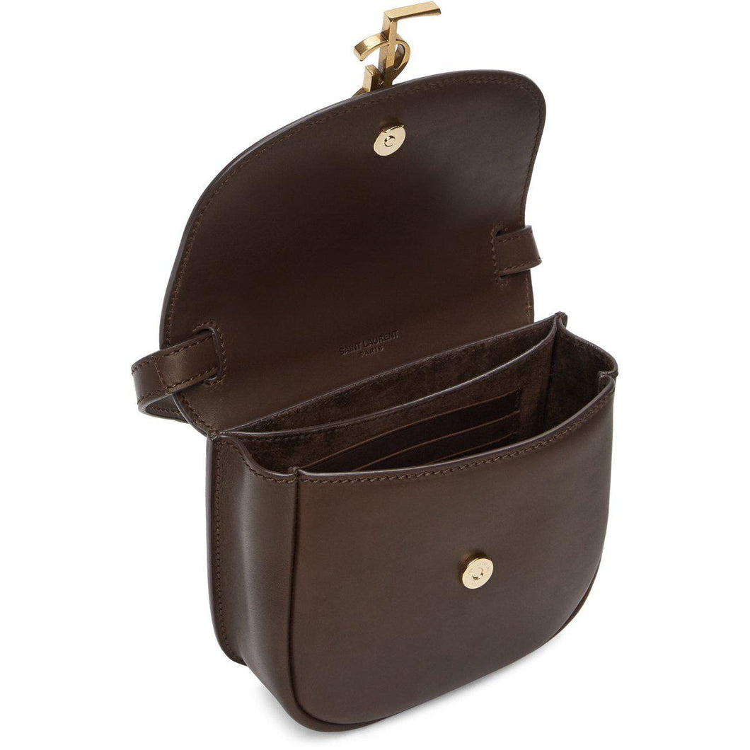 Saint Laurent Brown Mini Kaia Satchel Bag - Sac Saint Laurent Mini Kaia Sacoche - 세인트 로랑 브라우트 미니 Kaia Satchel Bag.