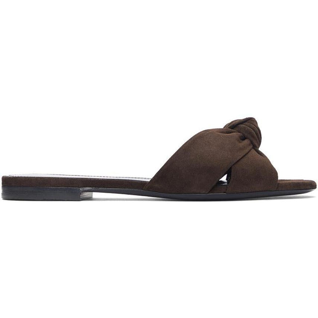 Saint Laurent Brown Suede Bianca Flat Sandals