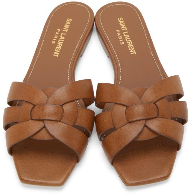 Saint Laurent Brown Tribute Sandals