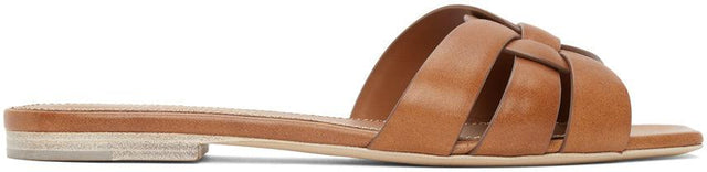 Saint Laurent Brown Tribute Sandals - Sandales hommage de Saint Laurent brun brun - 세인트 로트 브라우트 샌들
