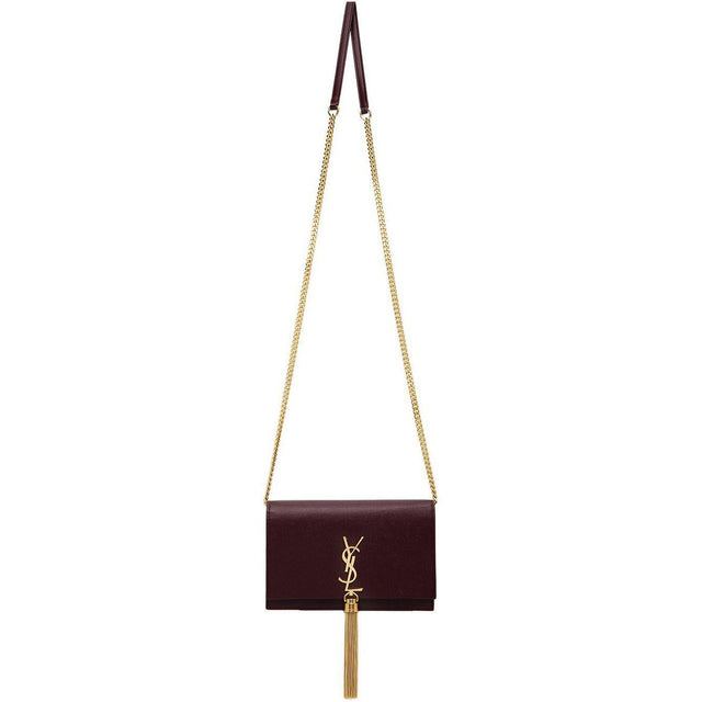 Saint Laurent Burgundy Kate Tassel Chain Wallet Bag