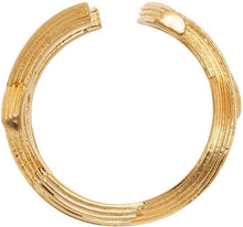 Saint Laurent Gold Striated Monogram Ring