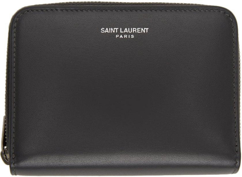 Saint Laurent Grey Calfskin Line Flap Compact Wallet QTA4JX3PEB003