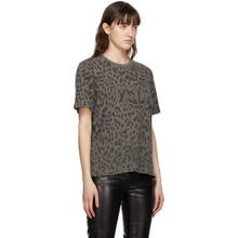 Saint Laurent Grey Leopard Print T-Shirt