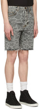 Saint Laurent Grey Leopard Raw Edge Shorts