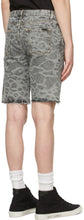 Saint Laurent Grey Leopard Raw Edge Shorts