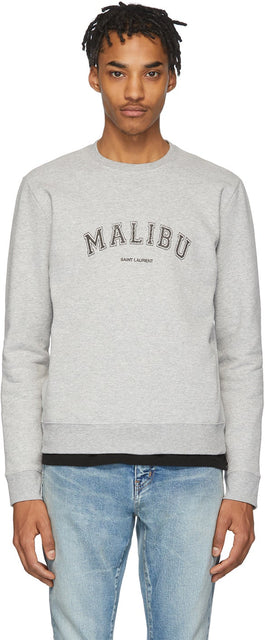 Saint Laurent Grey 'Malibu' Sweatshirt - Sweat-shirt de Saint Laurent gris 'Malibu' - 세인트 라이든 그레이 '말리부'스웨터