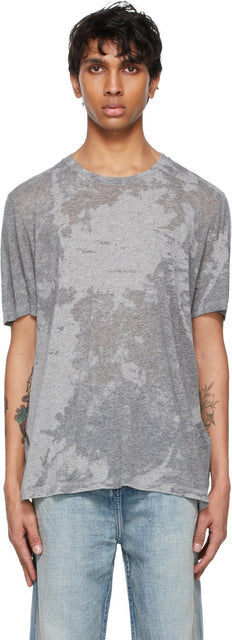 Saint Laurent Grey Shiny T-Shirt - T-shirt brillant Saint Laurent gris - 세인트 라이든 그레이 반짝이 티셔츠