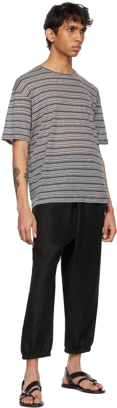 Saint Laurent Grey Striped Surfer T-Shirt