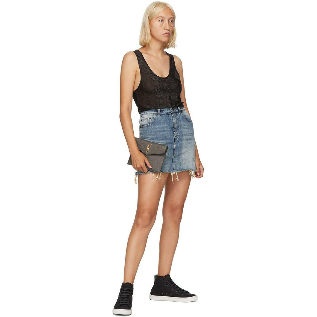 Saint Laurent Grey Uptown Baby Pouch - Saint Laurent Gris Uptown Baby Pochette - 세인트 로렌트 그레이 업타운 아기 주머니