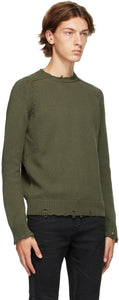 Saint Laurent Khaki Destroyed Sweater