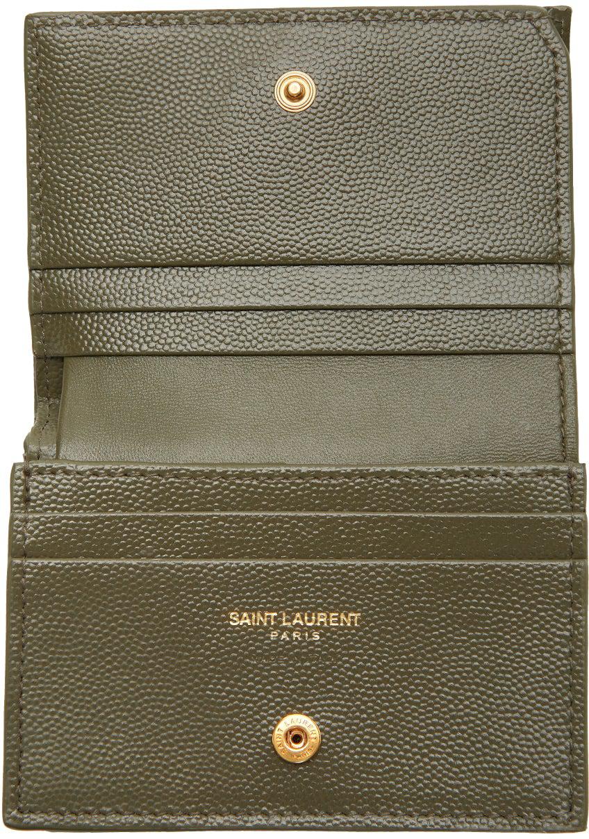 Saint Laurent Khaki Monogram Bifold Card Holder