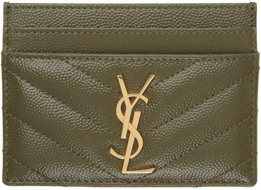 Saint Laurent quilted leather cardholder, Green