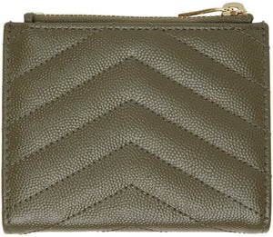 Saint Laurent Monogram Quilted Leather Zip Bifold Wallet