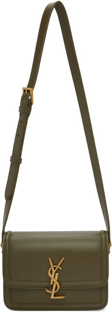 Saint Laurent Khaki Small Solferino Satchel Bag - Sac Laurent Khaki Petit Sac Solferino Sacoche - 세인트 로렌트 카키 소형 Solferino Satchel Bag.