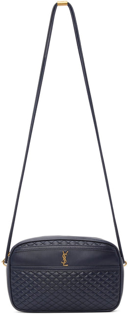 Saint Laurent Navy Quilted Victoire Camera Bag - Sac à caméra Victoire matelassé Saint Laurent Navy - 생 Laurent 해군 victoire 카메라 가방 퀼트