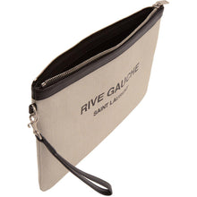 Saint Laurent Off-White Canvas 'Rive Gauche' Pouch