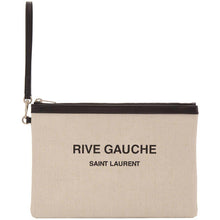 Saint Laurent Off-White Canvas 'Rive Gauche' Pouch