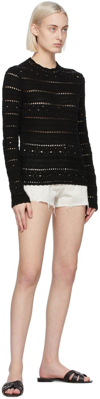 Saint Laurent Off-White Denim Raw Edge Shorts