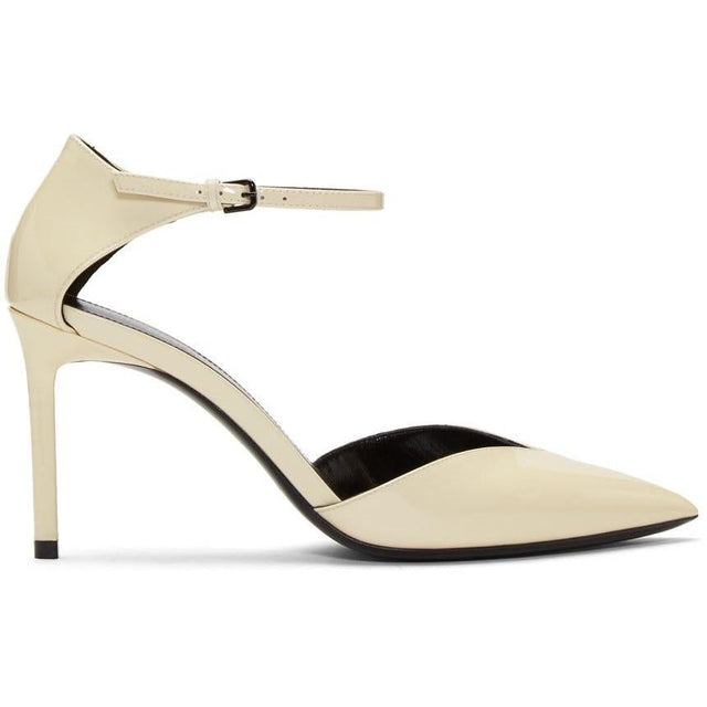 Saint Laurent Off-White Patent Anja D'Orsay Pumps