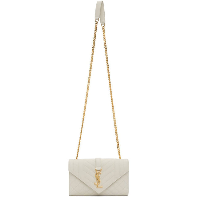 Saint Laurent Off-White Small Envelope Bag - Sac d'enveloppe Saint Laurent hors blanc blanc - 세인트 로트 오프 화이트 작은 봉투 가방
