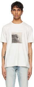Saint Laurent Off-White Surfer T-Shirt - T-shirt Saint Laurent hors surf blanc - 세인트 로트 오프 화이트 서퍼 티셔츠