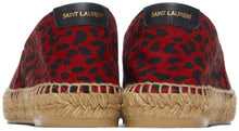 Saint Laurent Red Babycat-Print Embroidered Espadrilles