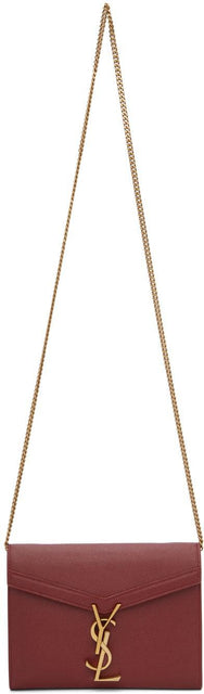 Saint Laurent Red Cassandra Chain Wallet Bag - Sac de portefeuille à chaîne de Cassandra rouge Saint Laurent - 세인트 로랑 레드 카산드라 체인 지갑 가방