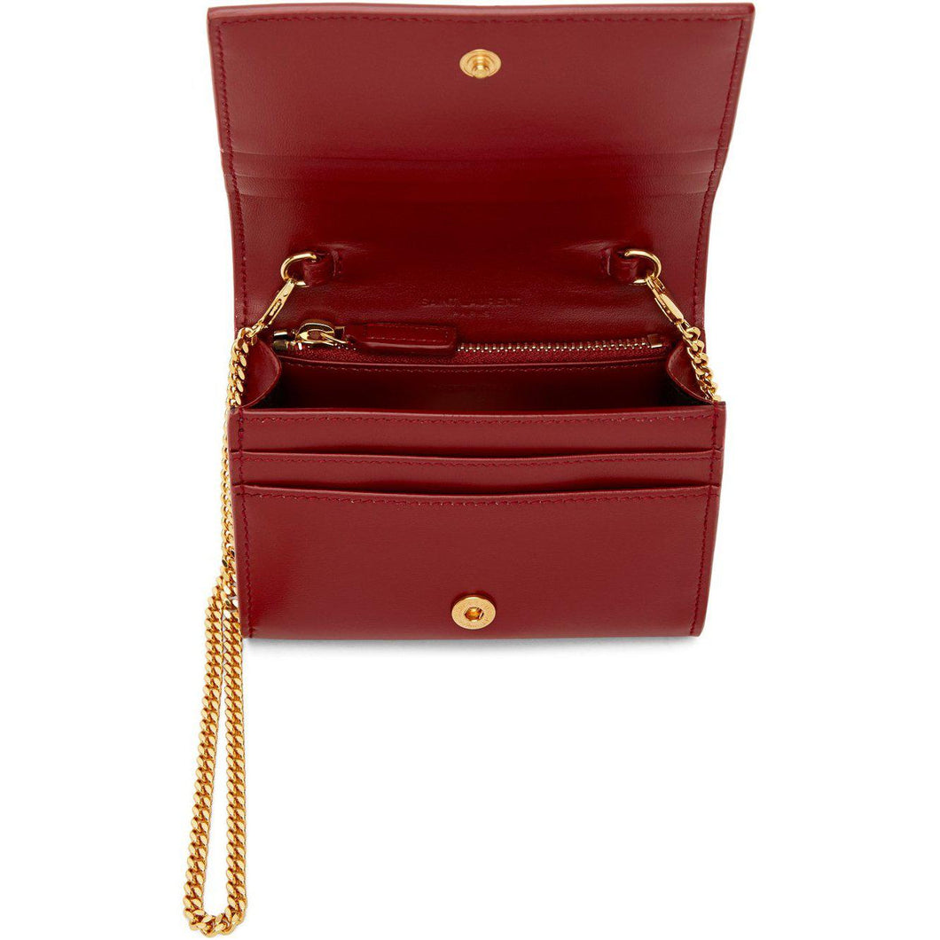 Saint Laurent Red Chain Card Case Bag - Sac de carton de chaîne rouge Saint Laurent - 세인트 라이 렌트 레드 체인 카드 케이스 백입니다