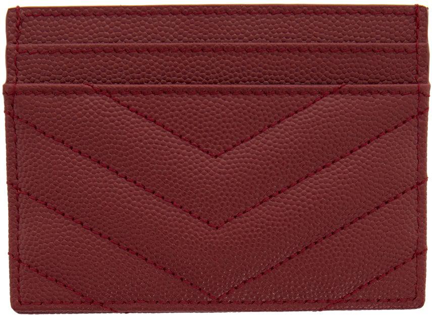 Saint Laurent Red Quilted Monogramme Card Holder
