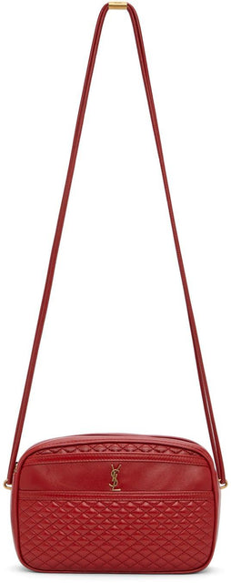 Saint Laurent Red Quilted Victorie Camera Bag - Sac à caméra Victorie Quiltille rouge Saint Laurent - 세인트 로렌트 레드 퀼트 빅토리 카메라 가방