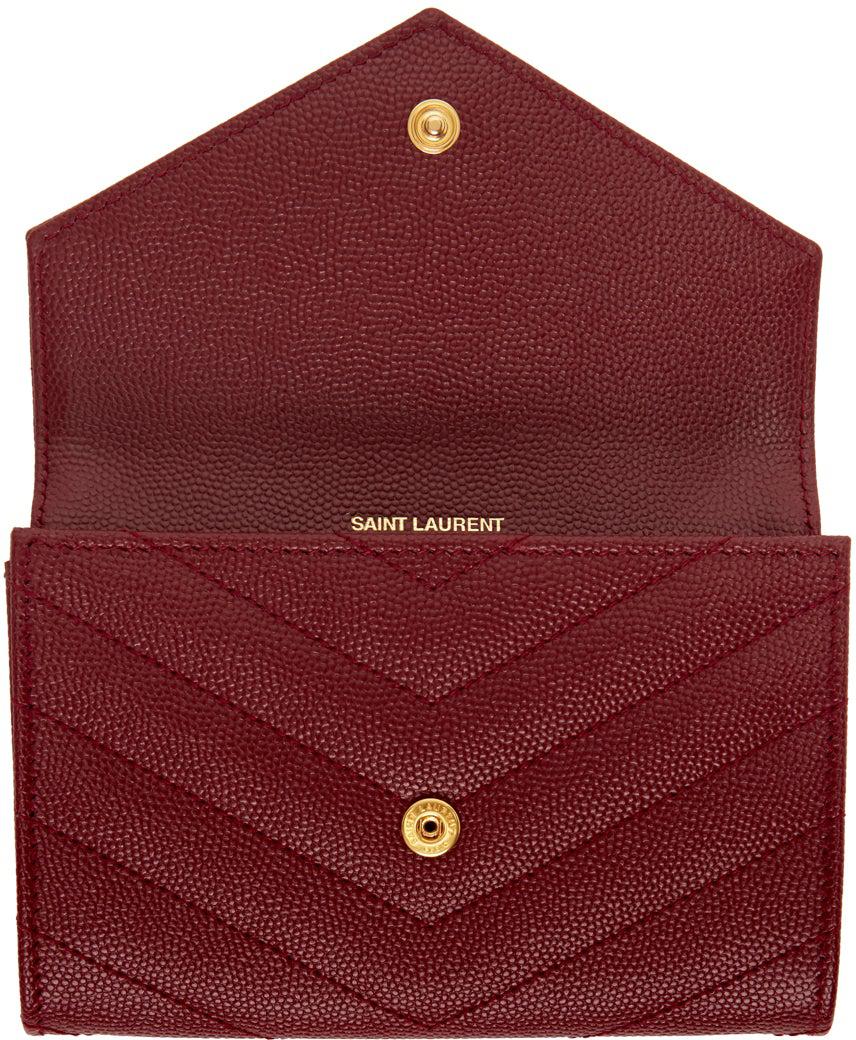 Saint Laurent Red Small Envelope Monogramme Wallet