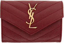 Saint Laurent Red Small Envelope Monogramme Wallet - Portefeuille de monogramme à petite enveloppe Saint Laurent - 세인트 라이 든 레드 작은 봉투 모노그램 지갑