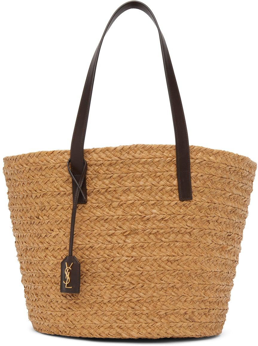 Saint Laurent Tan Raffia Medium Panier Tote – BlackSkinny