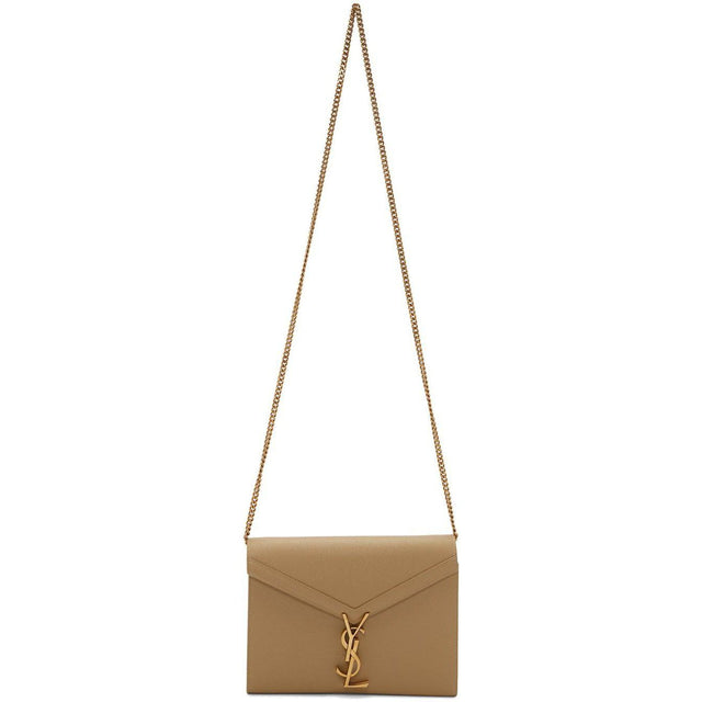 Saint Laurent Taupe Cassandra Chain Wallet Bag