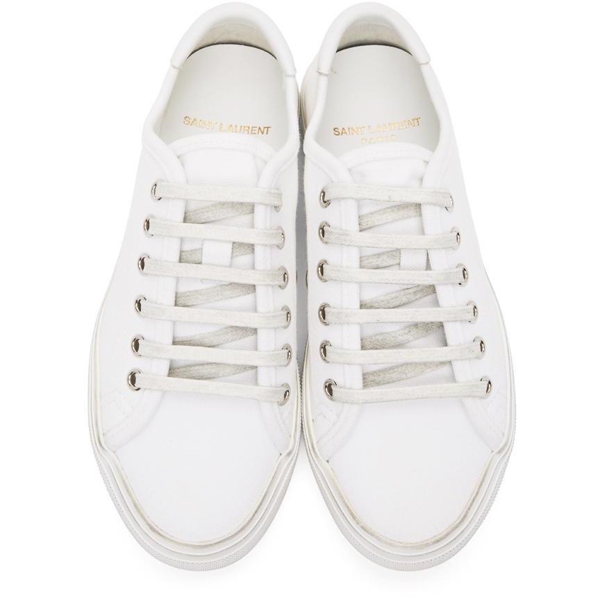 Saint Laurent White Canvas Malibu Sneakers - Sneakers Saint Laurent White White Malibu Sneakers - 세인트 라이 렌트 화이트 캔버스 말리부 스니커즈