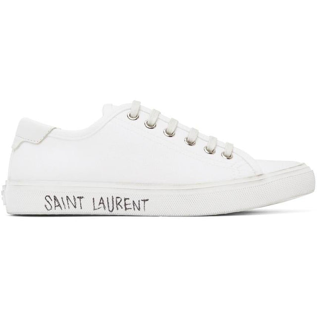 Saint Laurent White Canvas Malibu Sneakers