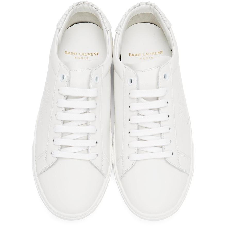 Saint Laurent White Python Court Classic Sneakers - Sneakers classique de Saint Laurent Blanc Python Court Classic - Saint Laurent White Python Court Classic Sneakers.