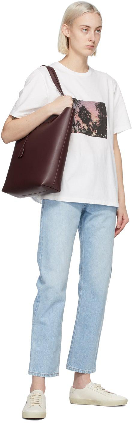 Saint Laurent White VHS Dark Sunset T-Shirt