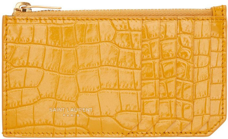 Saint Laurent Yellow Fragments Zipped Card Holder – BlackSkinny