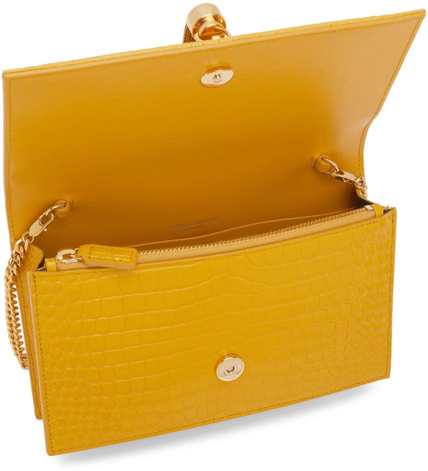 Saint Laurent Yellow Croc Kate Tassel Chain Wallet Bag – BlackSkinny